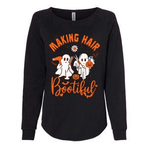 Making Hair Bootiful Funny Scary Ghost Hairdresser Halloween Womens California Wash Sweatshirt