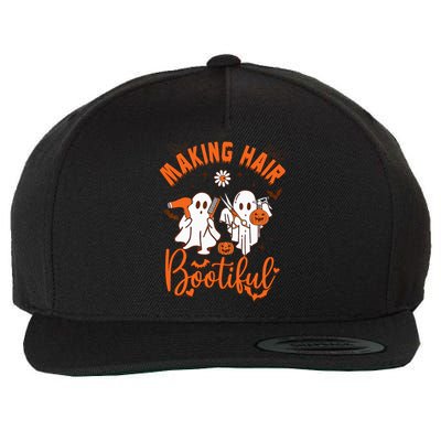 Making Hair Bootiful Funny Scary Ghost Hairdresser Halloween Wool Snapback Cap