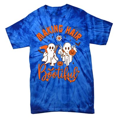 Making Hair Bootiful Funny Scary Ghost Hairdresser Halloween Tie-Dye T-Shirt