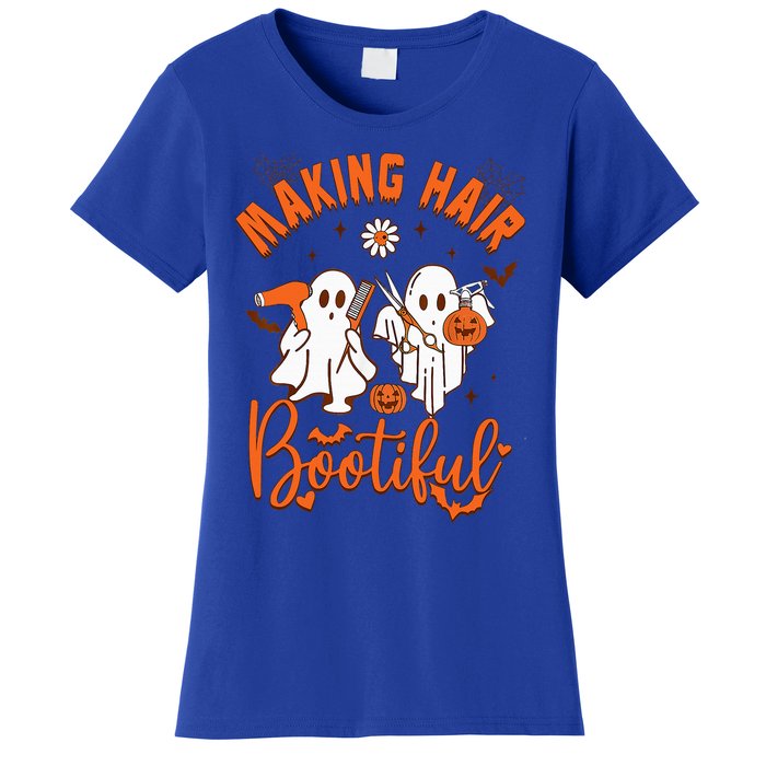 Making Hair Bootiful Funny Scary Ghost Hairdresser Halloween Women's T-Shirt