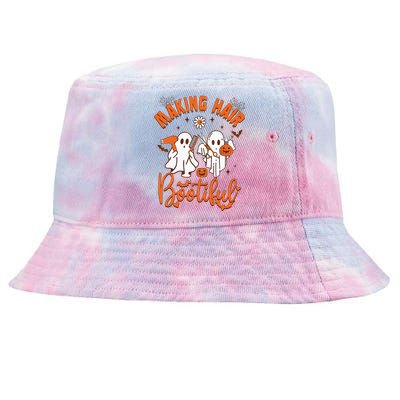 Making Hair Bootiful Funny Scary Ghost Hairdresser Halloween Tie-Dyed Bucket Hat