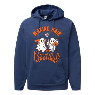 Making Hair Bootiful Funny Scary Ghost Hairdresser Halloween Performance Fleece Hoodie