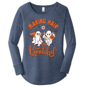 Making Hair Bootiful Funny Scary Ghost Hairdresser Halloween Women's Perfect Tri Tunic Long Sleeve Shirt