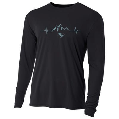 Mountain Heartbeat Best Mountain Climbing Hiking Tee Gift Cooling Performance Long Sleeve Crew