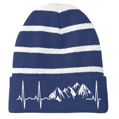 Mountain Heartbeat Best Mountain Climbing Hiking Tee Striped Beanie with Solid Band