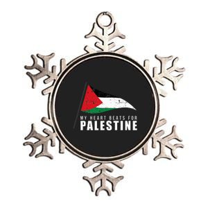 My Heart Beats For Palestine Gaza Peace Middle East Metallic Star Ornament