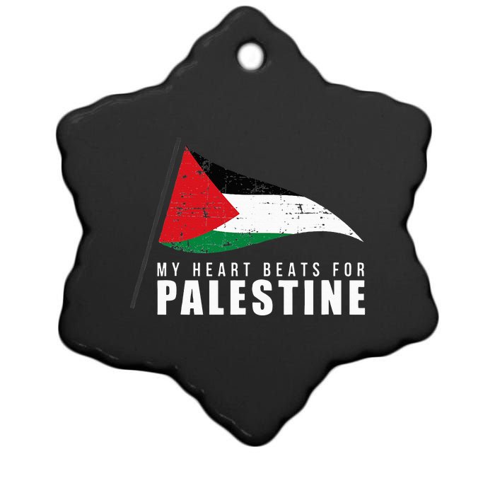 My Heart Beats For Palestine Gaza Peace Middle East Ceramic Star Ornament