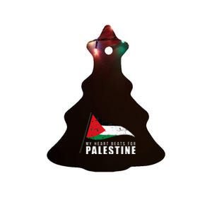 My Heart Beats For Palestine Gaza Peace Middle East Ceramic Tree Ornament