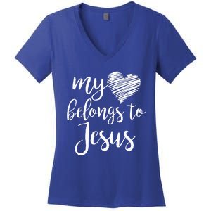 My Heart Belongs To Jesus Women's V-Neck T-Shirt