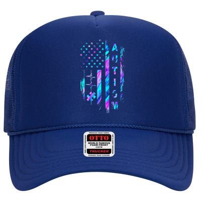 My Heart Beats For Special Ed Autism Teachers Women High Crown Mesh Back Trucker Hat