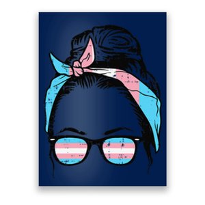 Messy Hair Bun Transg Headband Sunglasses Transg Pride Poster