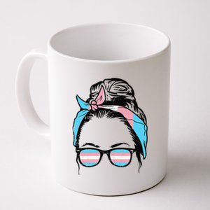 Messy Hair Bun Transg Headband Sunglasses Transg Pride Coffee Mug