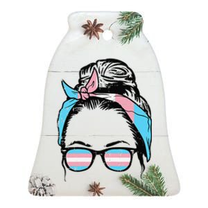 Messy Hair Bun Transg Headband Sunglasses Transg Pride Ceramic Bell Ornament