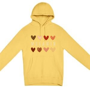 Melanin Hearts Black Is Beautiful Funny Gift Premium Pullover Hoodie