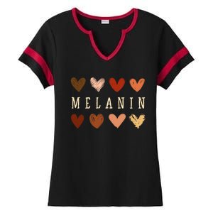 Melanin Hearts Black Is Beautiful Funny Gift Ladies Halftime Notch Neck Tee