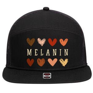 Melanin Hearts Black Is Beautiful Funny Gift 7 Panel Mesh Trucker Snapback Hat