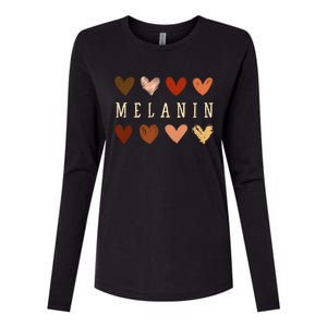 Melanin Hearts Black Is Beautiful Funny Gift Womens Cotton Relaxed Long Sleeve T-Shirt