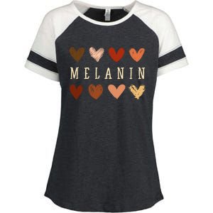 Melanin Hearts Black Is Beautiful Funny Gift Enza Ladies Jersey Colorblock Tee