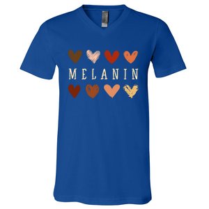 Melanin Hearts Black Is Beautiful Funny Gift V-Neck T-Shirt