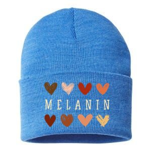 Melanin Hearts Black Is Beautiful Funny Gift Sustainable Knit Beanie