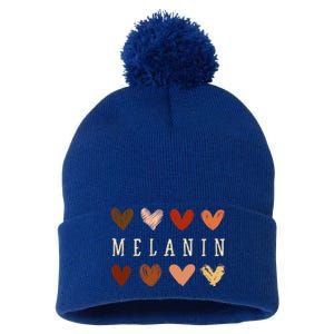 Melanin Hearts Black Is Beautiful Funny Gift Pom Pom 12in Knit Beanie