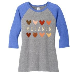 Melanin Hearts Black Is Beautiful Funny Gift Women's Tri-Blend 3/4-Sleeve Raglan Shirt