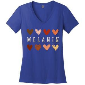 Melanin Hearts Black Is Beautiful Funny Gift Women's V-Neck T-Shirt