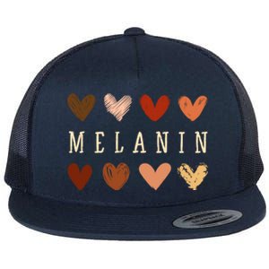 Melanin Hearts Black Is Beautiful Funny Gift Flat Bill Trucker Hat