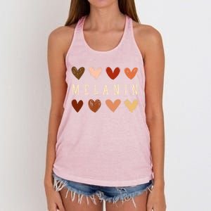 Melanin Hearts Black Is Beautiful Funny Gift Women's Knotted Racerback Tank