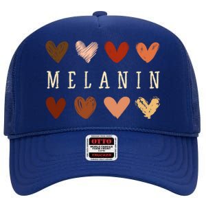 Melanin Hearts Black Is Beautiful Funny Gift High Crown Mesh Back Trucker Hat