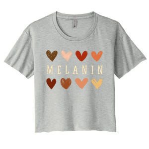 Melanin Hearts Black Is Beautiful Funny Gift Women's Crop Top Tee