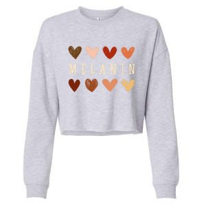 Melanin Hearts Black Is Beautiful Funny Gift Cropped Pullover Crew