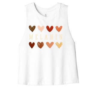 Melanin Hearts Black Is Beautiful Funny Gift Women's Racerback Cropped Tank