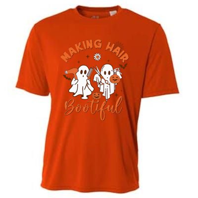 Making Hair Bootiful Funny Scary Ghost Hairdresser Halloween Cooling Performance Crew T-Shirt