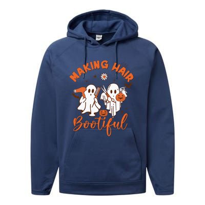 Making Hair Bootiful Funny Scary Ghost Hairdresser Halloween Performance Fleece Hoodie