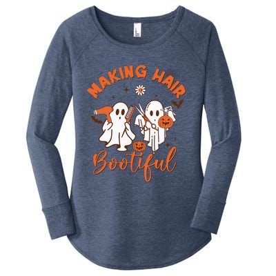 Making Hair Bootiful Funny Scary Ghost Hairdresser Halloween Women's Perfect Tri Tunic Long Sleeve Shirt