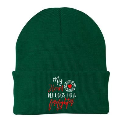 My Heart Belongs To A Firefighter gift for Wife Girlfriend Knit Cap Winter Beanie