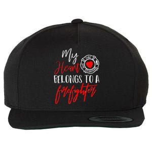 My Heart Belongs To A Firefighter gift for Wife Girlfriend Wool Snapback Cap