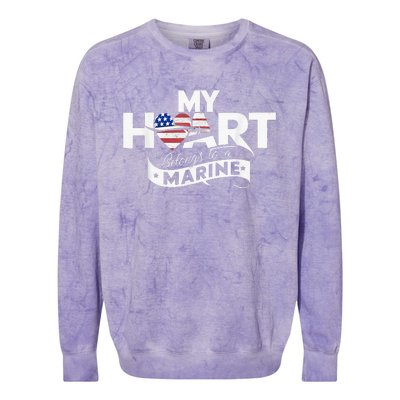 My Heart Belongs To A Marine Colorblast Crewneck Sweatshirt