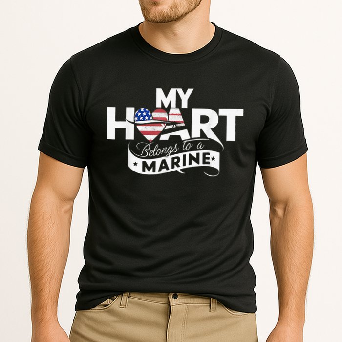 My Heart Belongs To A Marine Cooling Performance Crew T-Shirt