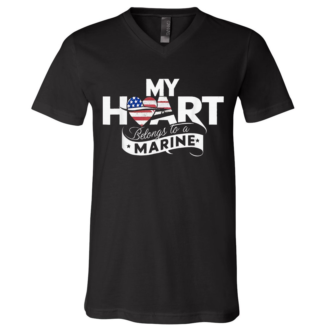 My Heart Belongs To A Marine V-Neck T-Shirt