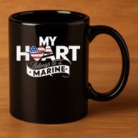 My Heart Belongs To A Marine 11oz C Handle Ceramic Mug