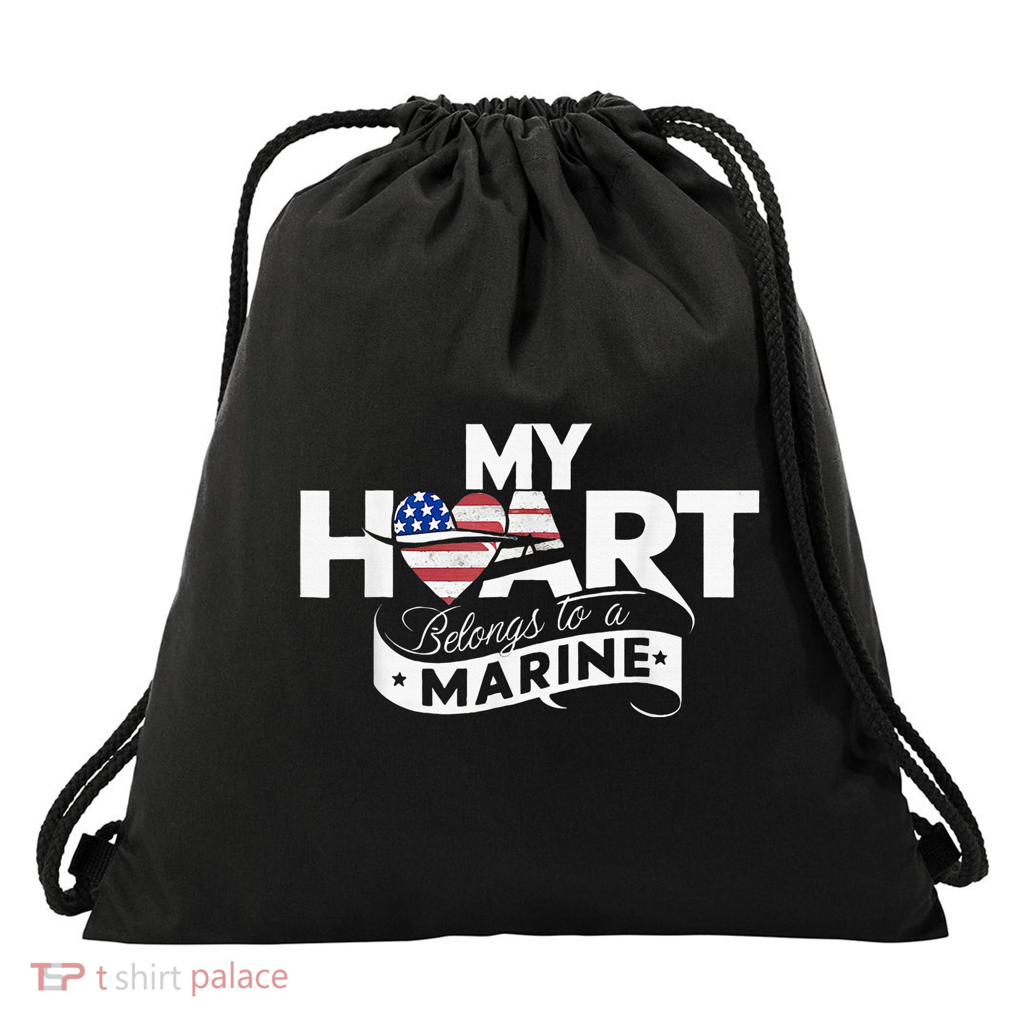 My Heart Belongs To A Marine Drawstring Bag
