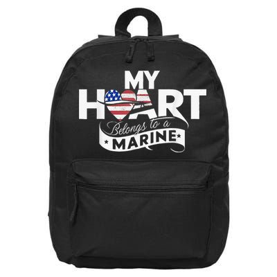 My Heart Belongs To A Marine 16 in Basic Backpack