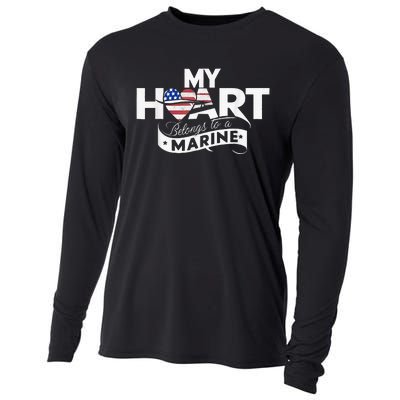 My Heart Belongs To A Marine Cooling Performance Long Sleeve Crew