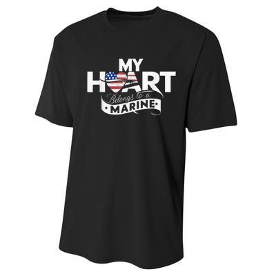 My Heart Belongs To A Marine Performance Sprint T-Shirt