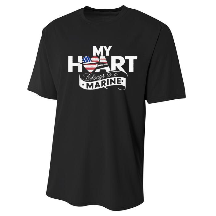 My Heart Belongs To A Marine Performance Sprint T-Shirt