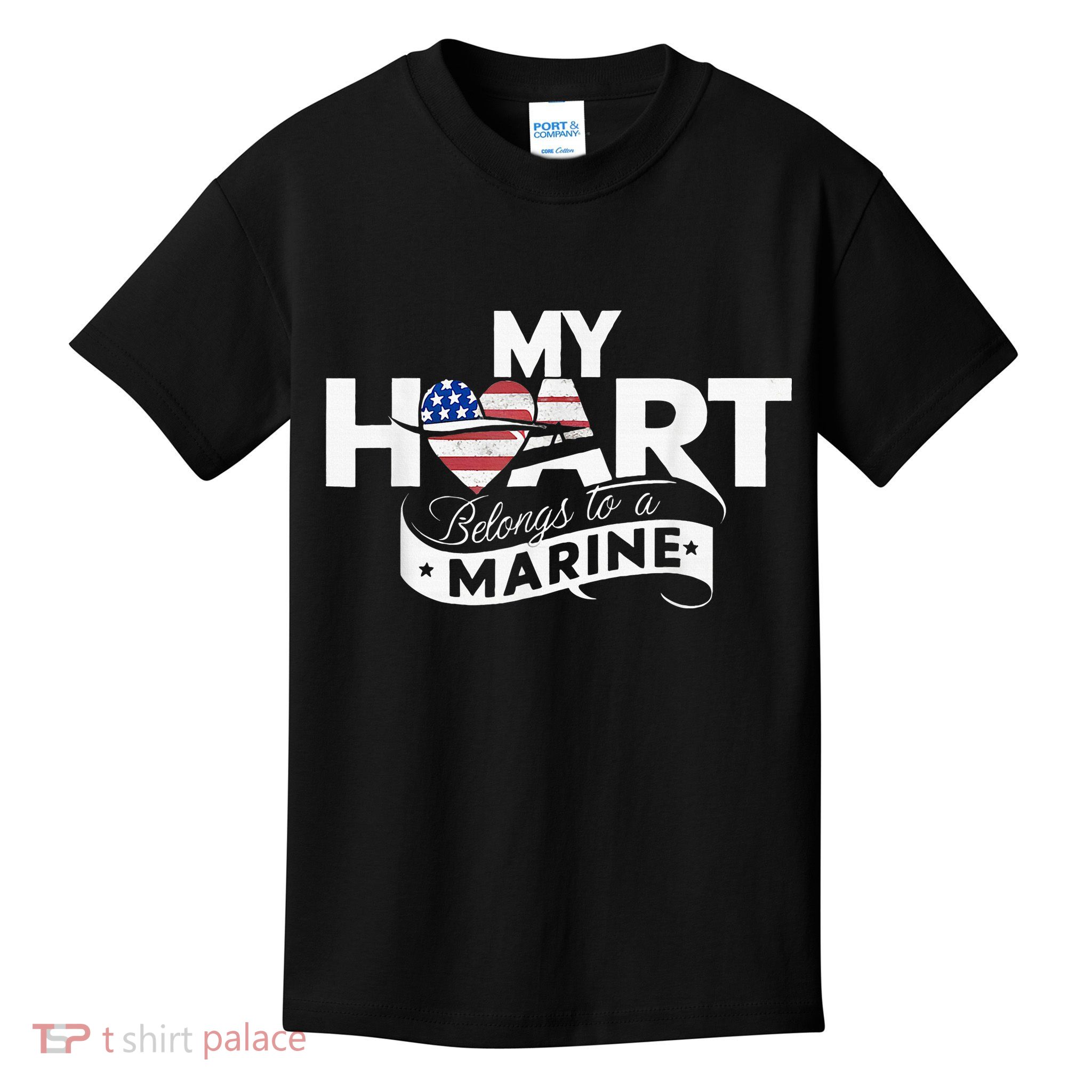 My Heart Belongs To A Marine Kids T-Shirt