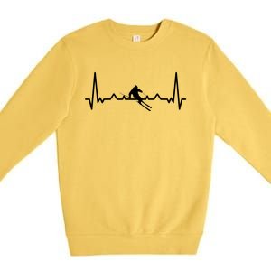 My Heart Beats For Skiing Winter Sport Heartbeat Fun Gift Premium Crewneck Sweatshirt