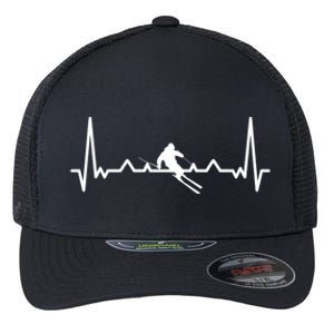 My Heart Beats For Skiing Winter Sport Heartbeat Fun Gift Flexfit Unipanel Trucker Cap